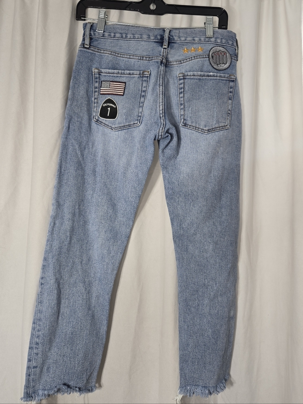 PacSun Patched Girlfriend Cropped Jeans Women's Size 25 Mid Rise Frayed Hem - Picture 5 of 10